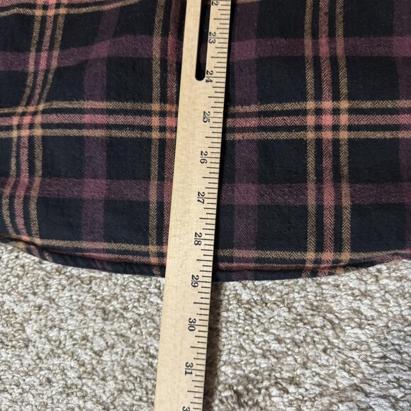 Portuguese Flannel Shirt Mens Medium Black Burgundy Plaid Button Down Cotton - Picture 8 of 8